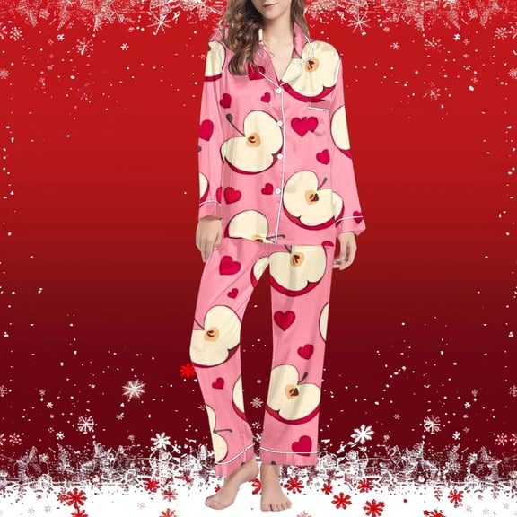 Uaswgudfs Women's Long Sleeve Print Pajama Set 2-Piece Casual Sleepwear 4-Way Stretch Fabric Nightwear