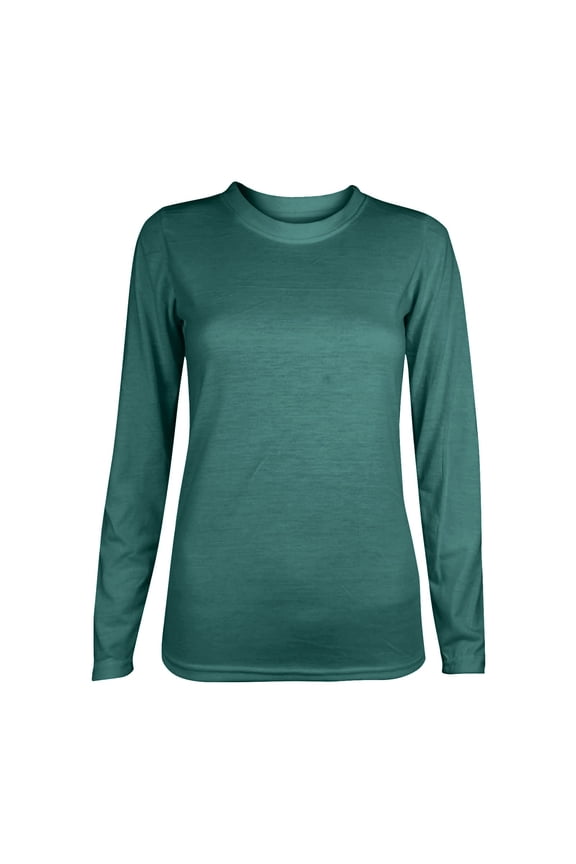 Women's Long Sleeve Solid Color Round Neck T-Shirt Casual Basic Top Stretchy Activewear Loose Fit Green XL