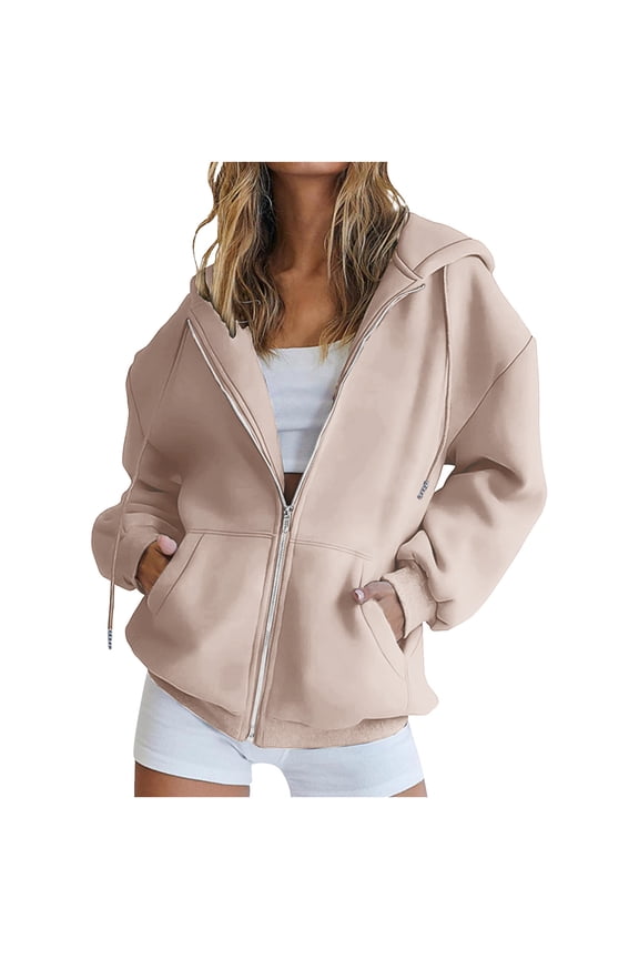 Women's Loose Fit Hooded Short Winter Coat - Thermal Windproof Ribbed Cuffs Front Pockets Casual Wear