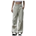 thumbnail image 1 of Uaswgudfs Women's Low Rise Trousers Dress Pants Dressy Low Waisted Wide Leg Straight Business Casual Work Slacks Pants White M, 1 of 9