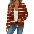 thumbnail image 1 of Uaswgudfs Women's Navy Striped Waffle Knit Jacket, Fall Winter Zip-Up Long Sleeve No-Hood Casual Coat with Pockets - Trendy Outerwear Red M, 1 of 5