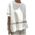 thumbnail image 1 of Uaswgudfs Women's Oversized Crew Neck Blouse - Casual Summer Lounge Top | Short Sleeve Loose Fit Tee for Hollow printing, 1 of 6