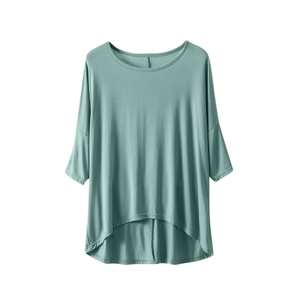Uaswgudfs Women's Oversized Loose Fit Cropped Tee - Athleisure Casual Top with Batwing Short Sleeve & High-Low Hem
