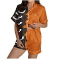 thumbnail image 1 of Uaswgudfs Women's Pajama Set with Button-Up Shirt & Elastic Shorts - Halloween Motif, Breathable Moisture-Wicking Sleepwear, 1 of 8
