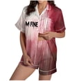 thumbnail image 1 of Uaswgudfs Women's Pajama Set with Short Sleeves, Button-Up Shirt, Elastic Shorts Wrinkle-Resistant Sleepwear Loungewear, 1 of 8