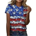 thumbnail image 1 of Uaswgudfs ​Women's Patriotic US Flag Glitter Star-Stripe Tee - Independence Day Festival Crew Neck Tops Multicolor L, 1 of 5