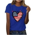 thumbnail image 1 of Uaswgudfs Women's Patriotic US Flag Heart Graphic Tee - 4th of July Casual Shirts & Tops​ Blue L, 1 of 4