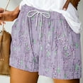 thumbnail image 1 of Uaswgudfs Women's Patterned Summer Jean Shorts - Casual Drawstring Waist with Lightweight Fabric for Relaxed Wear Purple S, 1 of 5