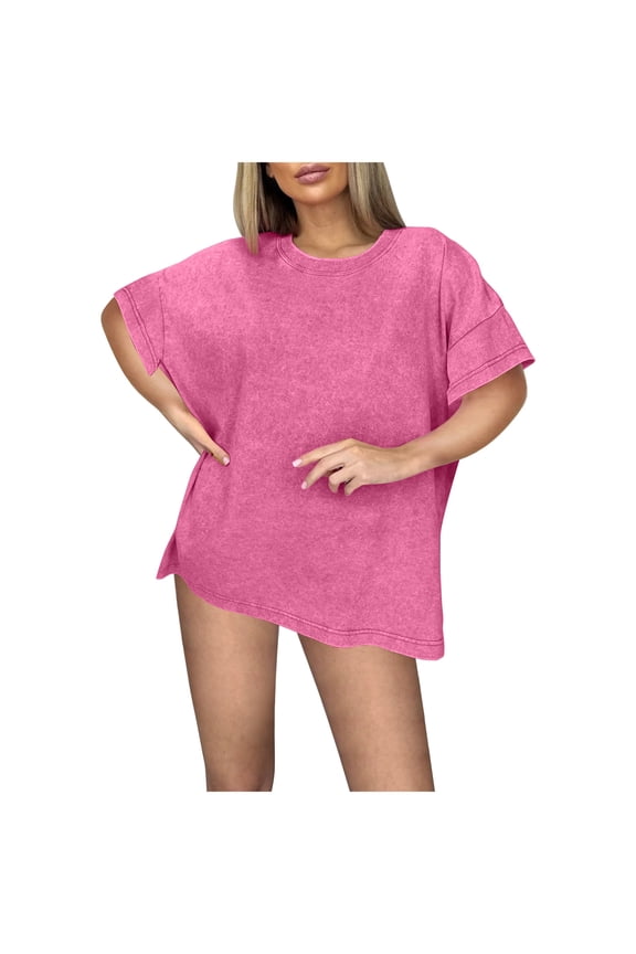 Women's Pima Cotton Short Sleeve Shirts Boat Neck Loose Fit Gym Workout T-Shirt Athletic Casual Tops