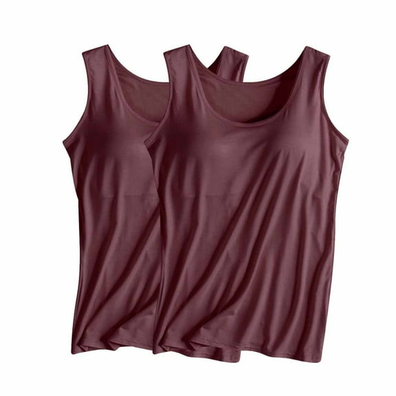 Uaswgudfs Women's Plain Round-Neck Sleeveless Pajama Set | Soft Cotton Blend Sleepwear Two-Piece Loose Sleep Top with Padded