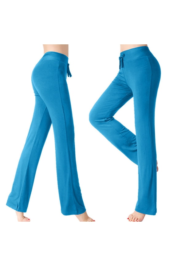 Women's Plus Size Slim Fit Long Yoga Pants Workout Trousers Tall Activewear Stretchy Comfortable Blue 3XL