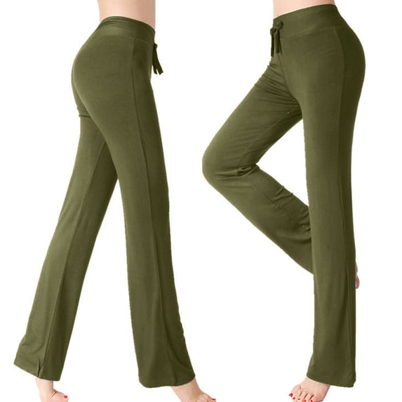 Uaswgudfs Women's Plus Size Slim Fit Long Yoga Pants Workout Trousers Tall Activewear Stretchy Comfortable Green 2XL