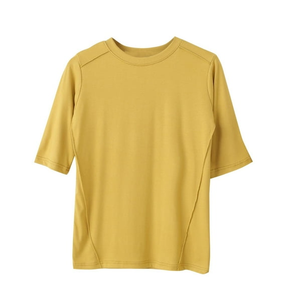 Uaswgudfs Women's Plus Size Summer Blouse & T-Shirt | Solid Crew Neck Front Loose Tunic Top, Soft Stretch Casual Short Sleeve Top for Everyday Wear