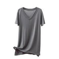 thumbnail image 1 of Uaswgudfs Women's Plus Size V-Neck T-Shirt Tunic Relaxed Fit Super Soft Short Sleeve Jersey Top Tee, 1 of 4