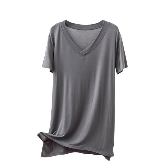 Uaswgudfs Women's Plus Size V-Neck T-Shirt Tunic Relaxed Fit Super Soft Short Sleeve Jersey Top Tee