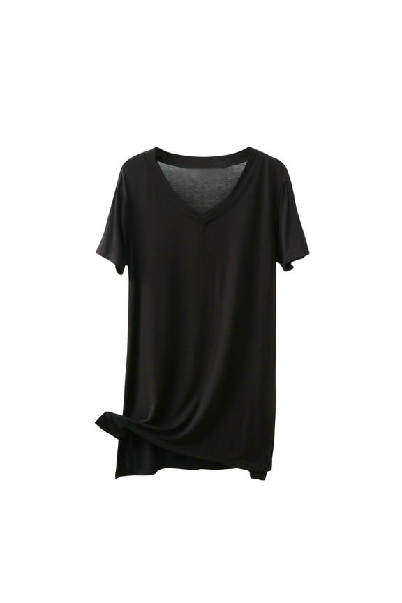 Women's Plus Size V-Neck T-Shirt Tunic Relaxed Fit Super Soft Short Sleeve Jersey Top Tee