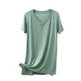 thumbnail image 1 of Uaswgudfs Women's Plus Size V-Neck T-Shirt Tunic Relaxed Fit Super Soft Short Sleeve Jersey Top Tee, 1 of 4
