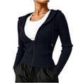 thumbnail image 1 of Uaswgudfs Women's Ribbed Cardigan Hooded Zip Up Sweater Long Sleeve Slim Fit Casual Soft Knit Winter Warm Lounge Top for Daily Home Wear, 1 of 7