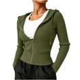 thumbnail image 1 of Uaswgudfs Women's Ribbed Cardigan Hooded Zip Up Sweater Long Sleeve Slim Fit Casual Soft Knit Winter Warm Lounge Top for Daily Home Wear, 1 of 7
