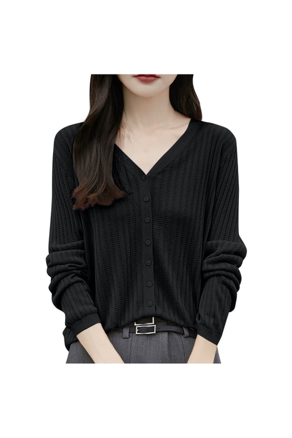 ​Women's Ribbed Knit Cropped Cardigan - Button Up Insulated Winter Sweater Cold Weather