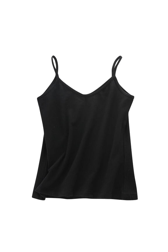 Women's Silk Satin Camisole Cami Plain Strappy Vest Top T-Shirt Stretch cotton Blouse Tank Shirt V-Neck Spaghetti Strap