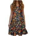 thumbnail image 1 of Uaswgudfs Women’s Sleeveless A-Line Midi Dress - Botanical Floral Print Casual Sundress Tank Design, 1 of 6