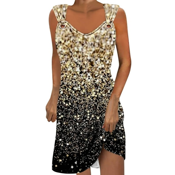 Uaswgudfs ​Women's Sleeveless Bodycon Summer Dress 2025 - Casual Chic Midi Sundress with Split Hem & Buckle Strap Accents Multicolor-C 2XL