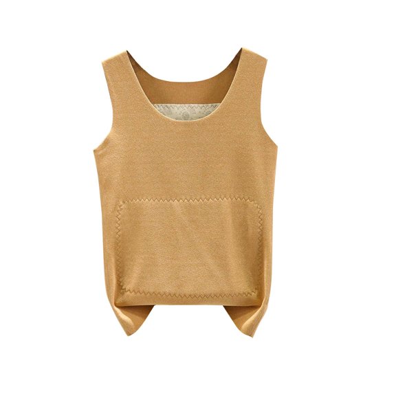 Uaswgudfs Women's Sleeveless Crew Neck Thermal Vest Top, Cozy Winter Warm Fuzzy Soft Base Layer