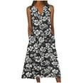 thumbnail image 1 of Uaswgudfs ​Women's Sleeveless Flowy Dress with Polka Dot & Abstract Print - Casual Midi Sundress with Functional Side Pockets for Summer 2025​ Black-B 2XL, 1 of 5