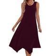 thumbnail image 1 of Uaswgudfs Women's Sleeveless Flowy Maxi Dress with Irregular Hem - Casual A-Line Summer Sundress & Minimalist Design Wine XL, 1 of 8