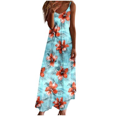 Uaswgudfs Women’s Sleeveless Round Neck Midi Dress - Abstract Pattern Summer Casual Sundress with Flowy Tank Design & Ankle-Length Silhouette