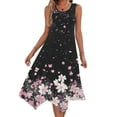 thumbnail image 1 of Uaswgudfs Women’s Sleeveless Round Neck Midi Dress - Floral Embroidery & Star Accents with Casual Summer Sundress Asymmetrical Hem Design, 1 of 8