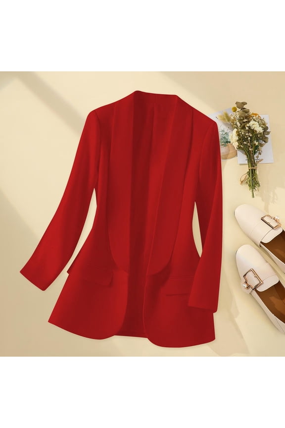 Women's Slim Fit Business-Casual Blazer with Notch Lapel, Wrinkle-Resistant Fabric for Office & Daily Wear