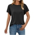 thumbnail image 1 of Uaswgudfs Women's Soft Drapey Blouse Top with Tiered Sleeve Detail - Round Neck Casual Shirt for Effortless Everyday Style, 1 of 8