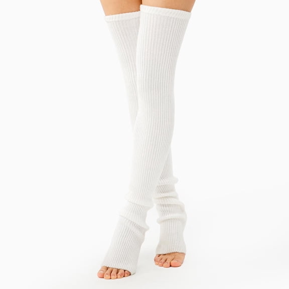 Uaswgudfs Women's Solid Color Thermal Knee High Socks Over The Knee Cozy Winter Warm Foot Covers Stretchy Soft Leg Warmers White