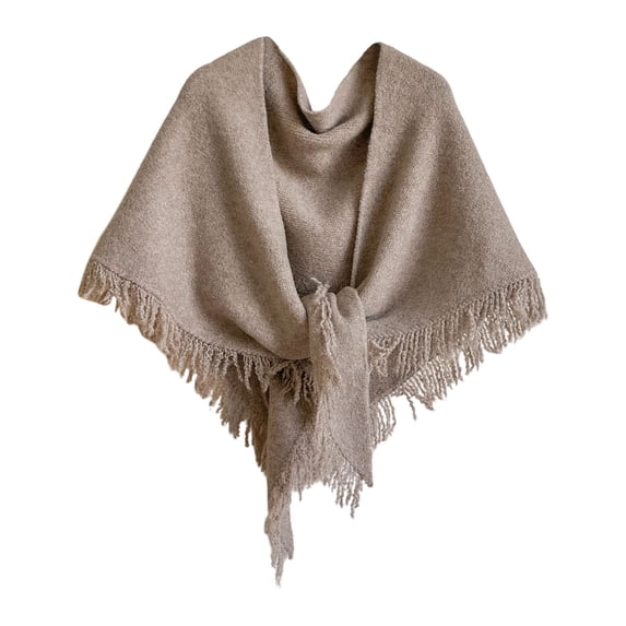 Uaswgudfs Women's Solid Color Triangle Fringe Shawl Wrap Autumn Winter Outerwear Versatile Scarf Stole Casual Outfit Brown Free Size