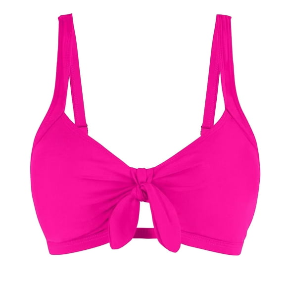 Uaswgudfs Women's Sporty Bikini Top with Structured V-Neckline, Bow Accent, Adjustable Slim Straps, and Stretch-Fit Design Swimwear Hot Pink 2XL