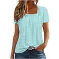 thumbnail image 1 of Uaswgudfs Women's Square Neck Short Sleeve 2025 New Cotton Blouse with Polka Dot Print & Pleated Design - Casual Summer Fashion Top, 1 of 5