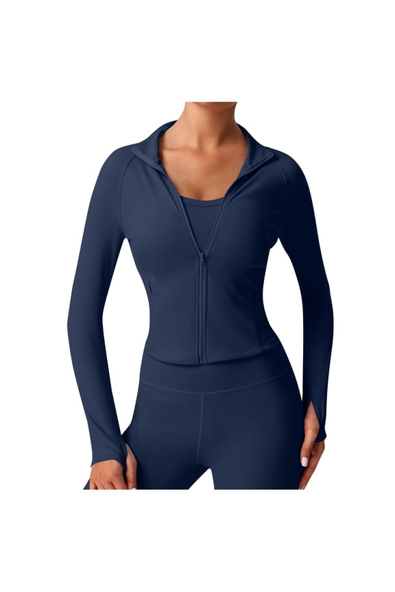 ​Women's Stand Collar Active Jacket - Windproof Stretch Full Zip Fitness Running Yoga Casual Outerwear​