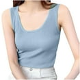 thumbnail image 1 of Uaswgudfs Women's Stretch Cotton V-Neck Sleeveless Ribbed Seamless Crop Tank Top Fashion Casual tops, 1 of 4