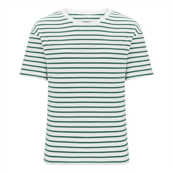 Uaswgudfs Women's Striped Blouse - Summer Casual Going Out Top | Basic Short Sleeve Round Neck Tee with Striped Design