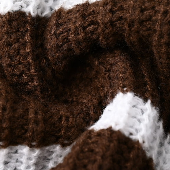 Uaswgudfs Women's Striped Mock Neck Sweater, Long Sleeve Color Block Acrylic Knit Pullover, Trendy Casual Oversized Knitwear for Women - Walmart Fashion Must-Have Cozy & Stylish Essential Brown XL