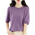 thumbnail image 1 of Uaswgudfs Women's Stylish & Comfortable Wool Sweater - Spring Fall Winter First-Line Ready to Wear Seamless Knit Crewneck Half Sleeve Top, 1 of 4