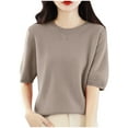thumbnail image 1 of Uaswgudfs Women's Stylish & Comfortable Wool Sweater - Spring Fall Winter First-Line Ready to Wear Seamless Knit Crewneck Half Sleeve Top, 1 of 4