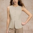 thumbnail image 1 of Uaswgudfs Women's Summer High Waisted Short Sets Crewneck Button Down Vest Business Work Blazer, 1 of 4