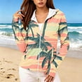 thumbnail image 1 of Uaswgudfs Women's Summer Hooded Zip-Up Sun Protection Jacket with Thumbholes, Tropical Palm Tree Print Casual Beach UPF 50+ Uv-Protective Lightweight Windbreaker for Outdoor Hiking Vacation, 1 of 5