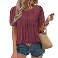 thumbnail image 1 of Uaswgudfs Women's Summer Resort Tunic Blouse - Crew Neck Short Sleeve with Banded Hem Relaxed Fit Casual Shirt, 1 of 7