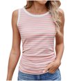 thumbnail image 1 of Uaswgudfs Women's Summer Sleeveless Tank Top Striped Form Fitting Crew Neck Ribbed Knit Basic Cami Shirts Casual Home Daily Life Blouse, 1 of 9