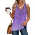 thumbnail image 1 of Uaswgudfs Women's Summer V-Neck Tank Top with Decorative Graphic Detailing - Asymmetrical Hemline and Lightweight Breathable Fabric for Effortless Casual Style, 1 of 7