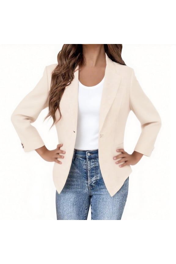 ​Women's Tailored Short Wool-Blend Jacket: Single-Button Closure & Slim Fit for Fall/Winter Versatility​
